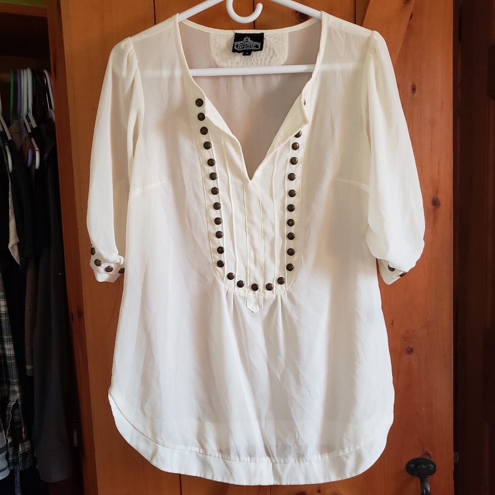 Angie Sheer Blouse with Stud Detail